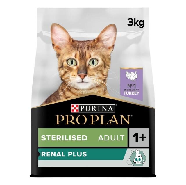PRO PLAN STERILISED ADULT RENAL PLUS DRY CAT FOOD WITH TURKEY, 3 KG