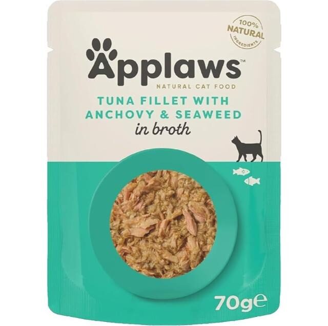 Applaws Tuna with Anchovy & Seaweed in Broth Wet Cat Food 70g Pouch