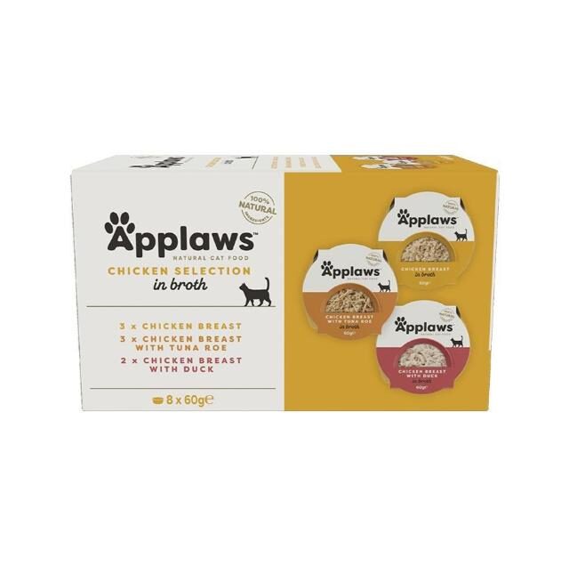 Applaws Chicken Selection in Broth Adult Wet Cat Food 8 x 60g Pot