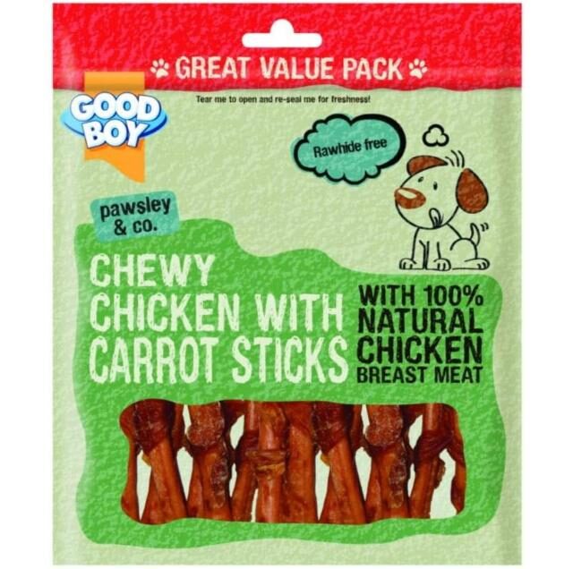 Pet Things Good Boy Pawsley and Co Chewy Chicken with Carrot Sticks Dog Treat (320g)- Pack of 3