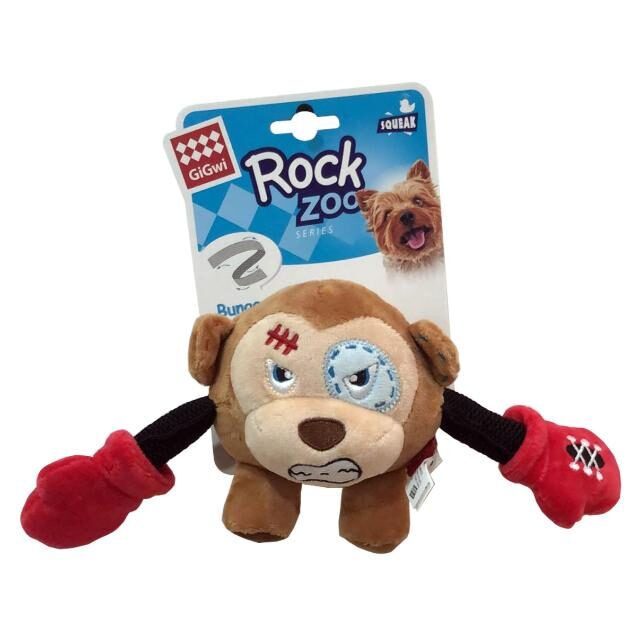 Rock Zoo King Boxer Monkey with Squeaker & Crinkle S