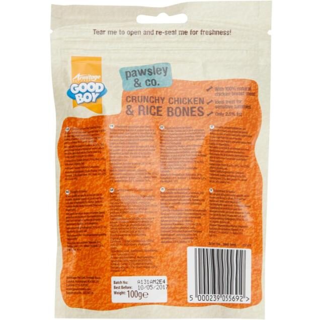Armitage Good Boy Crunchy Chicken & Rice Bones Dog Treats 100g - Image 2