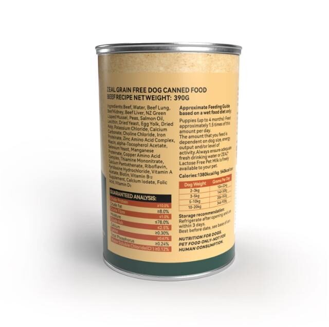 Zeal Grain Free Canned Dog Food 390g – (Beef Recipe) - Image 2
