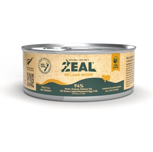 Zeal Grain Free Canned Cat Food 90g – (Lamb Recipe)