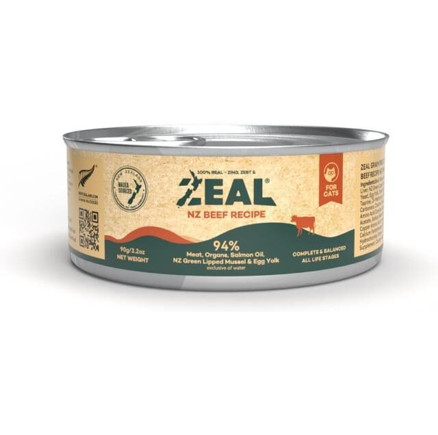 Zeal Grain Free Canned Cat Food 90g – (Beef Recipe)
