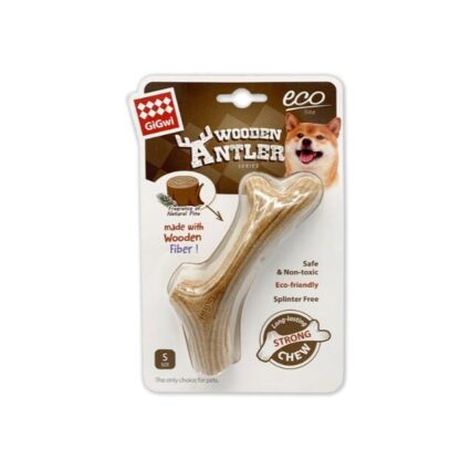 Dog Chew Wooden Antler with Natural Wood and Synthetic Material