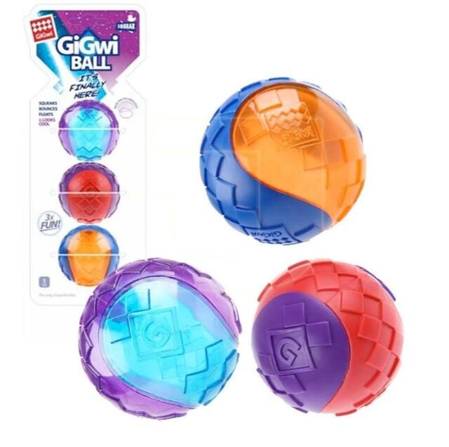 Gigwi Ball Small 3pack Squeaker – Solid Transparent - Image 2