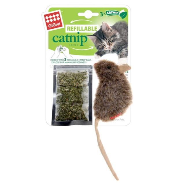 Refillable Catnip (Mouse) with 3 catnip teabags in ziplock bag - Image 2