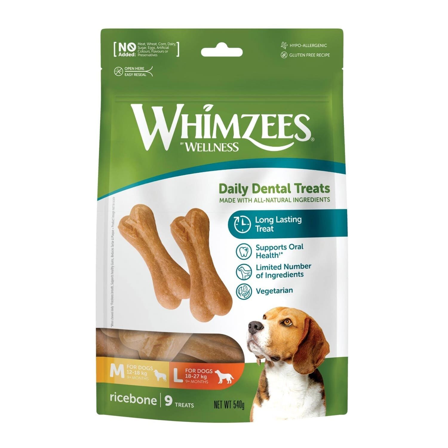 Whimzees Rice Bone Dental Dog Treat – Large (9pcs)