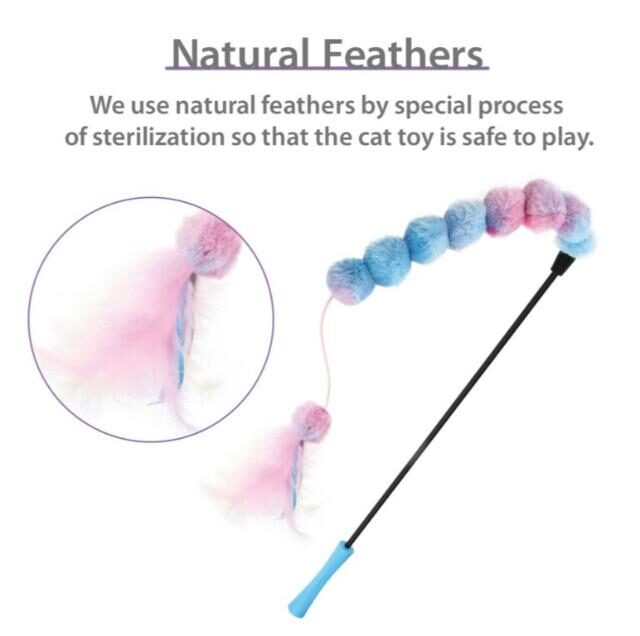 GiGwi Catwand Feather Teaser with natural feather, plush tail and TPR handle - Image 2