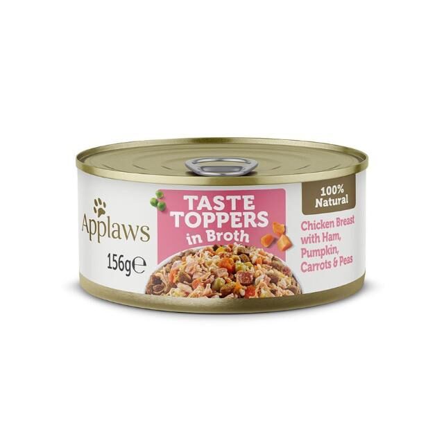 Applaws Taste Toppers in Broth Chicken with Ham & Vegetables Wet Dog Food 156g Tin