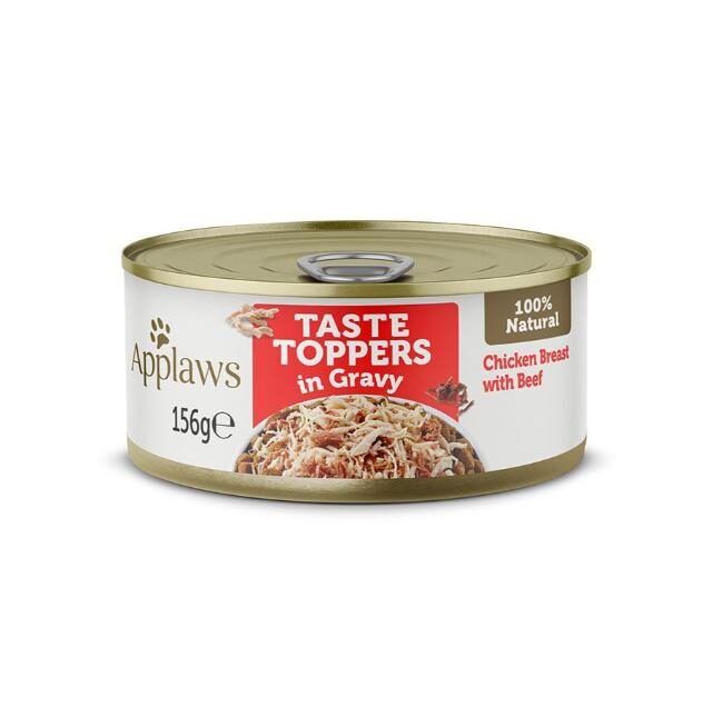 Applaws Taste Toppers in Gravy Chicken with Beef Wet Dog Food 156g Tin