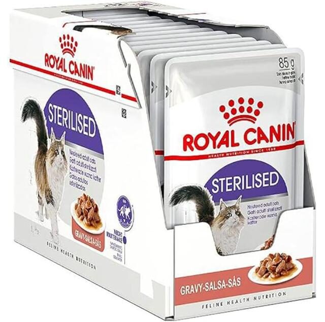 Royal Canin Fhn Sterilised Gravy Wet Food Pouches Box Of 12X85G Feline Breed Nutrition Cat Food