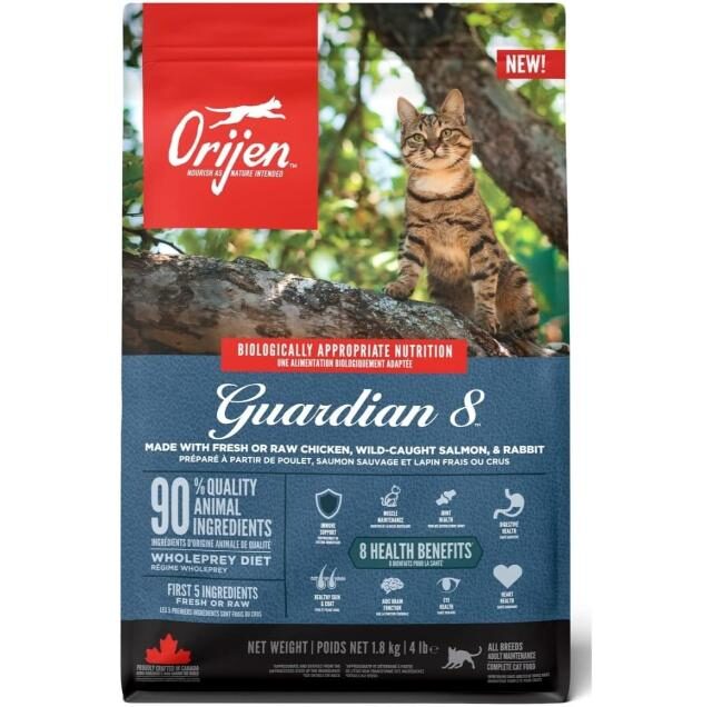 Orijen Guardian 8 Dry Food with Free Run Chicken, Wild Caught Salmon & Rabbit for Adult Cats
